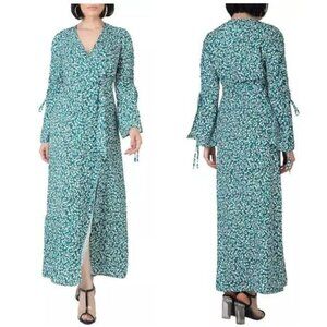 Standards and Practices Violeta Ruched Sleeves Wrap Maxi Dress - M